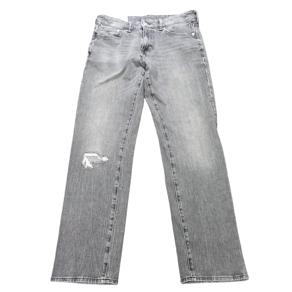 H&M Straight Regular Fit Distressed Denim Jeans Men's Size 32×32 Gray  Zip Fly